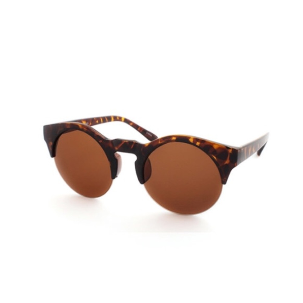 POP Eyewear Unisex Half Frame Brown Lens Tint Round Sunglasses